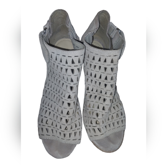 Marc Fisher Leather Suede Laser Cut Espadrille Wedge Open Toe Sandals si… - Picture 2 of 10